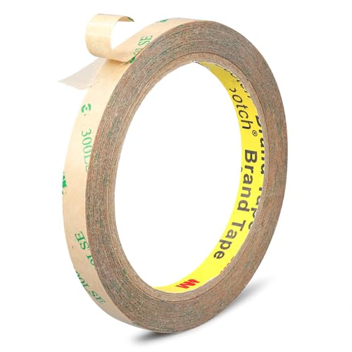 P7yaumy 0.39in x 36ft 300LSE Double Sided Tape for Scrapbook, Heavy Duty Mounting Tape, Transparent Adhesive Sticky Tape for Picture Hanging Strips, Poster, LED Strips, Art Craft
