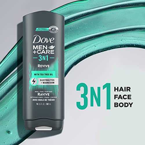 Dove Men+Care Post-Workout Body Wash 3N1 Revive 4 Count For Men With Tea Tree Oil, 18 Oz #TOP3