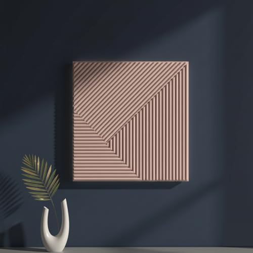 Image of Kayra Decor Wall Panels for Bedroom PVC Fluted Design Blush Pink Color 19.7 inch x 19.7 inch (Pack of 40) - Covers 107.80 Sq. Ft.