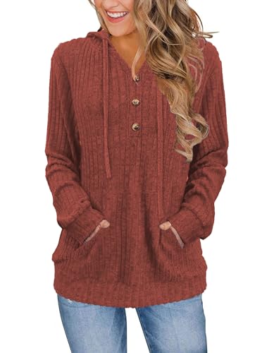 XMTOPYE Sweaters for Women Long Sleeve Hoodies Fashion Henley Pullover