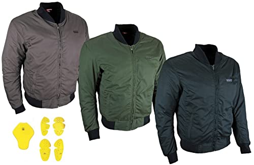 HEYBERRY Motorradjacke Roller Bomberjacke Protektoren gewachst Schwarz XL