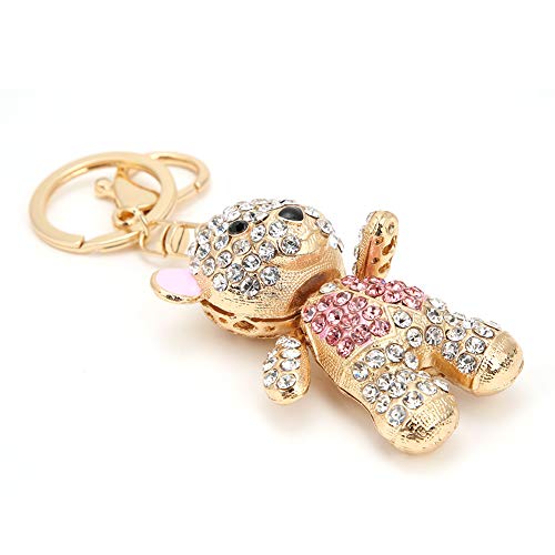 RIZGHWOY Llavero Decorativo de Oso con Rosa, Porta-Llavero de Metal, Accesorio de Diseño Animal para Llaves, Bolsos