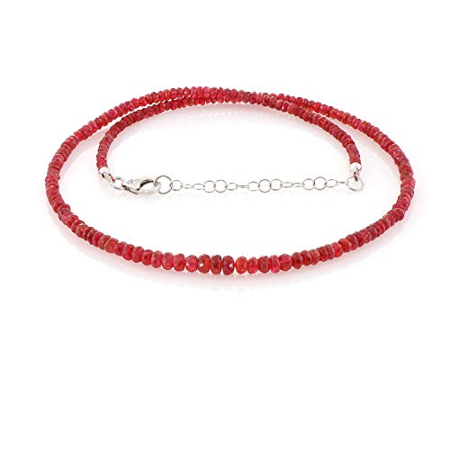 NirvanaIN Red Spinel Necklace Faceted Solid Strand Link Beaded Filled 18 Inches Natural Stone Everyday Wear Pink Gemstones2