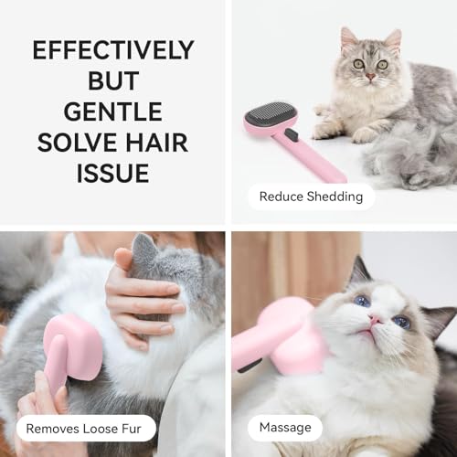 Image of Aumuca Cat Brushes for Indoor Cats, Cat Hair Brush for Shedding, Cat Brush for Long or Short Haired Cats, Cat Grooming Deshedding Brush for Dog Kitten Horse Massage Removes Loose Fur