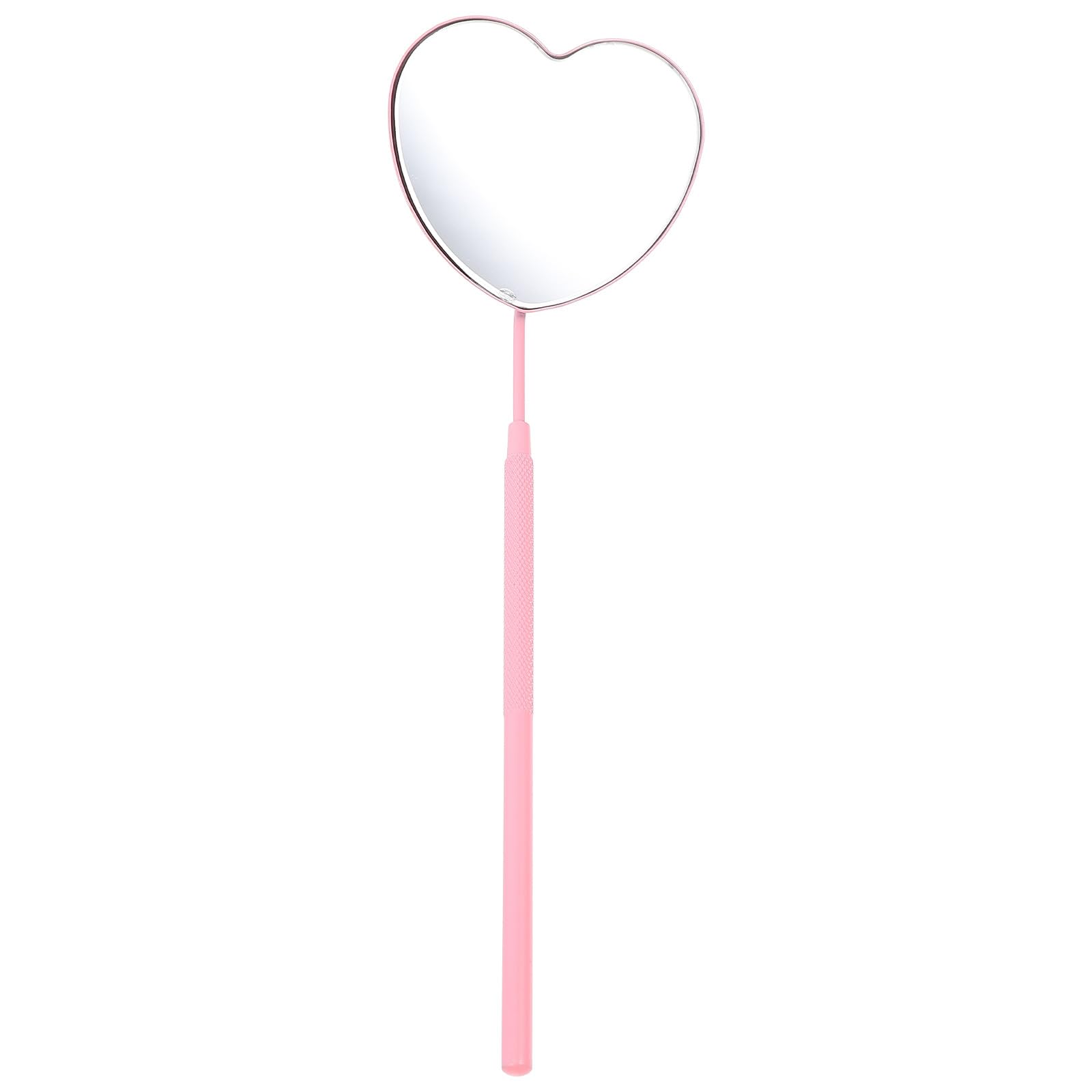 Clearlin Heart-shaped Pink Eyelash Inspection Mirror Stainless Steel Lash Extension Handheld Mirror for Makeup and Lash Grafting Tools