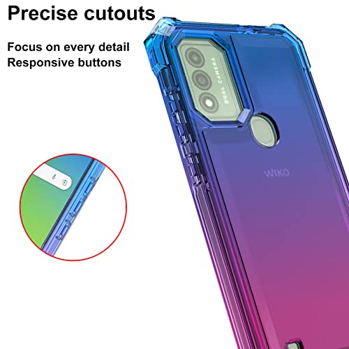 Ailiber Case For Wiko Voix, Wiko Voix Case (U616At) With Screen Protector, 2 Layer Structure Protection, Shockproof Corners Tpu Bumper, Heavy Duty Rugged Protective Phone Cover For Wiko Voix-Blue Pink #TOP4