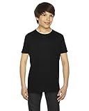 American Apparel Unisex Kids' Fine Jersey Crewneck Short Sleeve T-Shirt, Black, Youth: 8