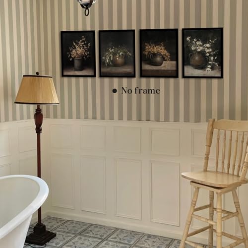 Image of WEFKODO Dark Cottagecore Decor Vintage Moody Botanical Wall Decor, Moody Wall Art for Home Bedroom Bathroom Living Room Dorm College, Cottagecore Room Posters Prints 4Pcs, 8x10 Unframed