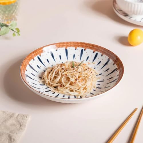 Image of YELONA Ceramic Plate Set of 6 | 8-Inch Dinner Plates | Droplet Pattern | Lead-Free Microwave & Dishwasher Safe Porcelain | 20 CM | Japanese Aesthetic