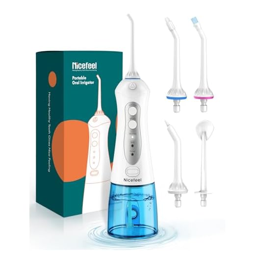 Limpiador de dientes inalámbrico Water Flosser, Nicefeel 300ML Irrigador oral portátil y recargable USB para viajar, IPX7 impermeable, hilo dental de agua de 3 modos con 4 puntas de chorro para el hogar