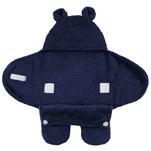 Image of Hudson Baby Unisex Baby Animal Sherpa Baby Outdoor Stroller Sack Wrap, Navy, One Size