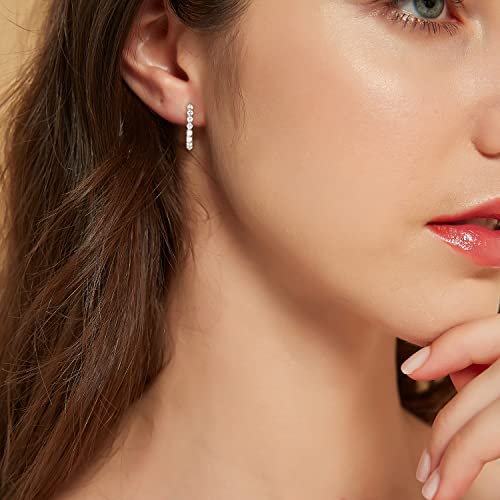 Mameloly 925 Sterling Silver Post Hoop Earrings For Women Silver Dainty Cubic Zirconia Cz Huggie Hoop Earrings Hypoallergenic #TOP3