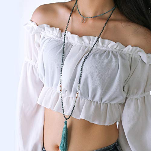 KELITCH Collier De Gland Pour Femmes Collier De Perles D'eau Douce Collier Cristal Bohême Pour Femmes – Image 3