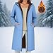 Sherpa Long Hoodies For Women Zip Up Fleece Lined Winter Coats 2025 Warm Jackets Sky Blue Long Zip Up Hoodie Women M