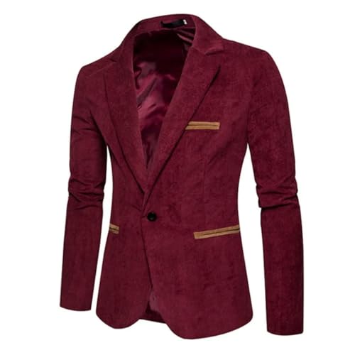 Men Corduroy Suit Jacket Solid Color Casual Lapel Blazer for Business Party or Leisure4