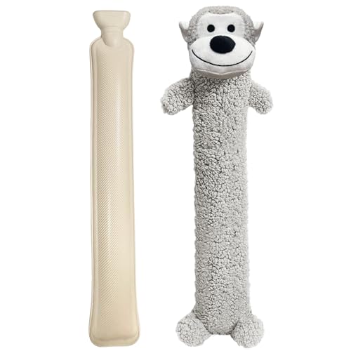 Bseical 2 L WäRmflasche Lang, Schlauch WäRmflasche mit Bezug, Wärmflasche Tier für Kinder, WäRmflasche Groß 80 X 15cm, NackenwäRmflasche,...