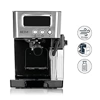 BEEM ESPRESSO-LATTE Siebträgermaschine -15 bar | Kaffeespezialitäten – wie vom Barista | Mit 0,4 L Milch- & 1,4 L Wassertank | Milchschaumkonsistenz individuell wählbar [Schwarz-Silber] – Ansicht 2