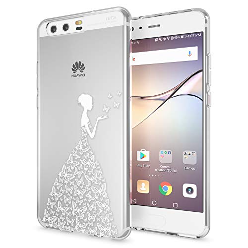 NALIA Custodia compatibile con Huawei P10, Cover Protezione Silicone Trasparente Sottile Case, Gomma Morbido Cellulare Ultra-Slim Protettiva Telefono Bumper Guscio, Designs:Butterfly Princess