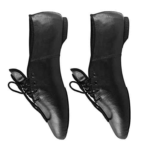 Lace Jazz Dance Shoes Black Leather Split Sole Unisex Irish Pump Hard Jig - Modern Stage Dance Shoes Rubber Heel - Image 7