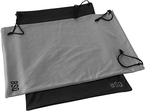 Microfiber Pouch 11 x 14 Inch (2 Pack) - Soft Cloth Storage Bag(s) for Eyeglasses, Sunglasses, Oakley Glasses, Gifts, Coins, Jewelry, Electronic Gadgets, Mobile Cell Phone - Black & Dark Grey