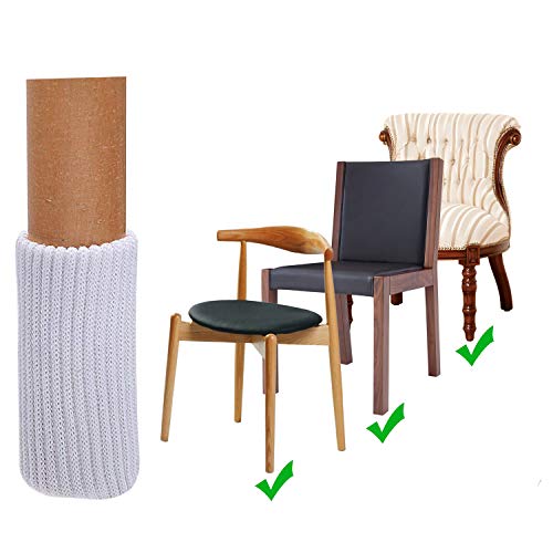 Tekeft 20Pcs Chair Socks, Furniture Leg Feet Wood Floor Protectors Set, Cross Knitted (White) #TOP7