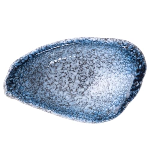 FOYTOKI Plato de Condimentos de Cerámica Azul Borde Reforzado y Diseño en Forma de Concha, Fácil de Limpiar, Adecuado para Tazón para Mojar en Cocina