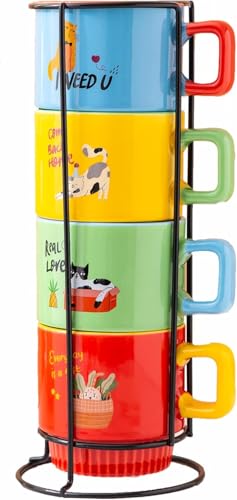 Nexvoro 12 Unzen (360 ml) Porzellan stapelbare Kaffeetassen mit...