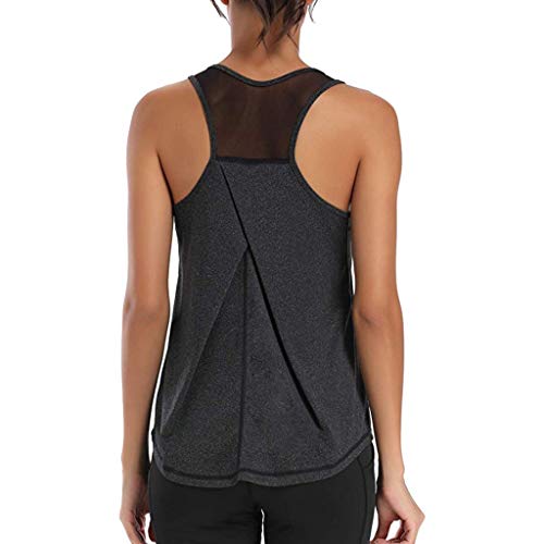 Gillberry Workout Tops for Women Exercise Gym Lace Mesh Yoga Shirts Athletic Running Tank Tops Gym Clothes