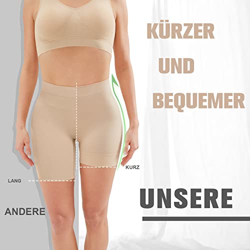 YADIFEN Radlerhose Damen Kurze Hose Damen Shorts Leggings,sehr kurz Shorts,Unter Kleid Rock Anti Scheuern Bequem hohe Taille Boxershorts Hotpants,Beige,M