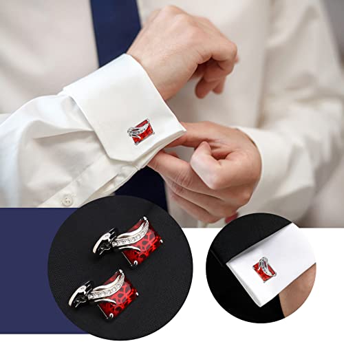 Par de mancuernas clásicas con cristal rojo para camisa miniatura 4