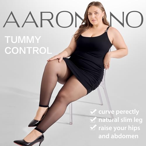 2 Pairs Plus Size Body Shaping Footless Sheer Tights For Women, 40D High Waist Tummy Control Pantyhose Stockings 6