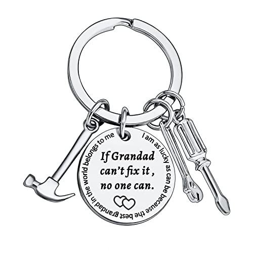 BESPMOSP Grandad Keychain Grandpa Gifts From Grandson Granddaughter Birthday Gift Keyring Father's Day Gift For Granddad Grandfather Funny Gifts For Men Grandpa Gifts Keyring(If grandad)