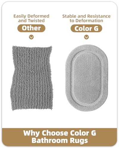 Image of Color&Geometry Oval Grey Bathroom Rugs 43x24, Extra Soft Absorbent Microfiber Bath Rugs, Non-Slip Bathroom mat, Washable Plush Bath Mats for Bathroom, Shower, Bathtub, Laundry, Light Grey