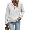 SHEWIN Women’s Hoodies Casual Long Sleeve Quilted Half Button Drawstring Hooded Sweatshirt