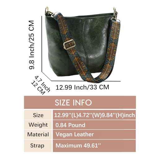 Image of Hobo Bags Vegan Leather Crossbody Bag Guitar Strap Shoulder Purses with Zipper Handbags for Women