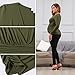 Maternity Top Long Sleeve Crossover Wrapped Breastfeeding Nursing Shirt Olive Green M