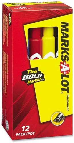 Avery Marks A LOT Large Desk-Style Permanent Marker, Broad Chisel Tip, Assorted Colors, 12/Set