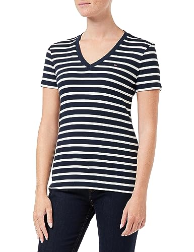 T-shirt Donna Maniche Corte Slim Cody Rib Scollo a V Multicolore Breton Desert S