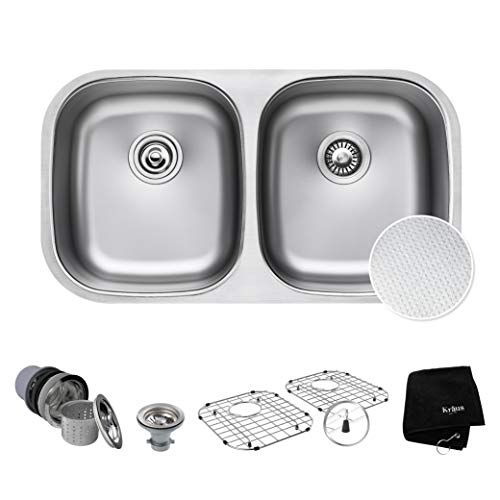Kraus Outlast MicroShield Stainless Steel Undermount Double Bowl Sink with Scratch-Resistant Technology