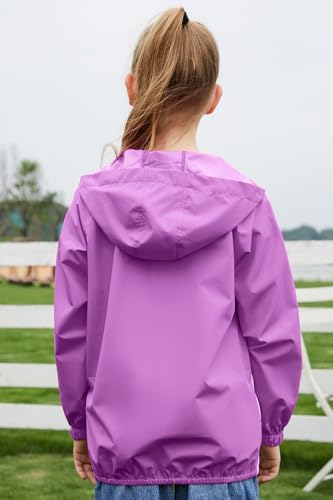 Image of MODAFANS Girls Boys Rain Jacket Lightweight Waterproof Packable Hooded Half zip RainCoats Windbreaker for Outdoor 4-13Year