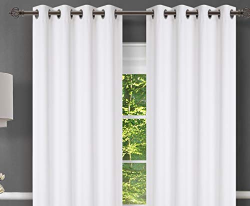 Homidate Livingroom Curtains 2 Panel Sets 50X108 Inch White In Textured Slub Cotton,Bathroom Window Curtains,White 108 Inch Curtains,Cotton Curtains, Grommet Curtains,White Canvas Panel Curtains #TOP2