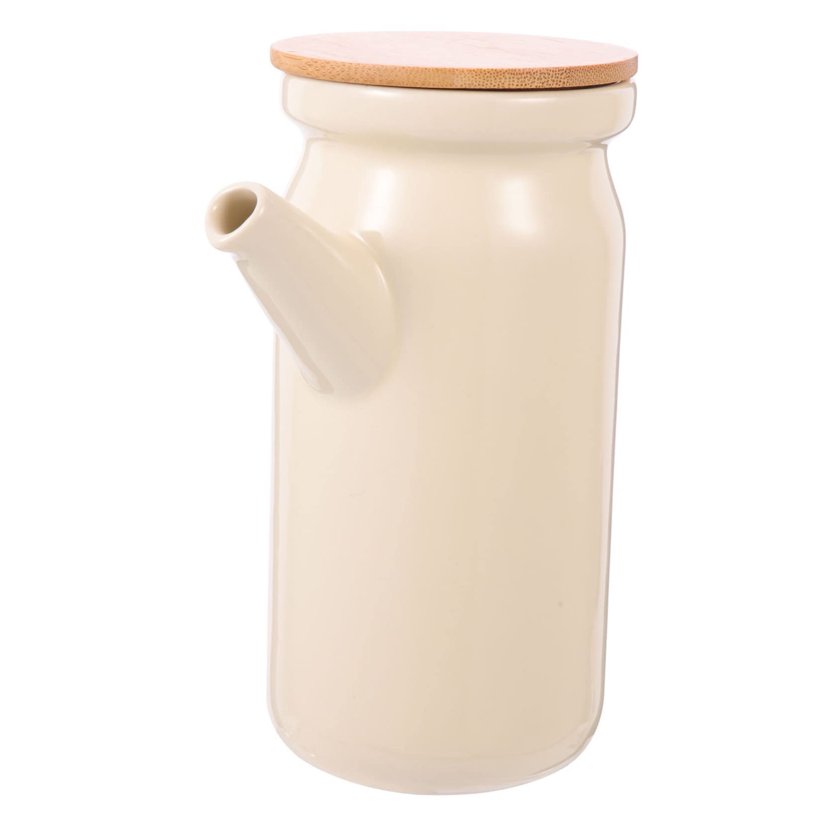 Bouteille De Sauce Soja En Céramique Japonaise – Distributeur D’huile D’olive Et Vinaigre 200 Ml, Design Bois Et Blanc