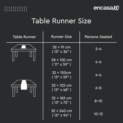 Image of Encasa XO Dining Table Runner for 4 to 6 Seater | 32x183 cm | Mustard Gold | Chenille Fabric | Machine Washable