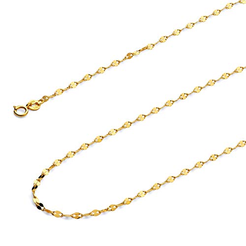 14k REAL Yellow OR White Gold Solid 2mm Twisted Mirror Chain Necklace with Spring Ring Clasp2