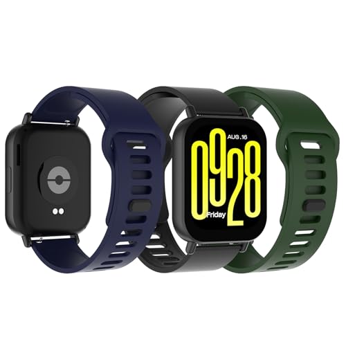 Bigqin 3 Piezas Correa Compatible con Xiaomi Redmi Watch 5 Active/Lite, Pulsera de Silicona Reemplazo Deportiva Respirable Reloj Banda Compatible con HUAWEI Watch GT 6/6 Pro/5/5 Pro/4 46mm, 5.5'-8.7'