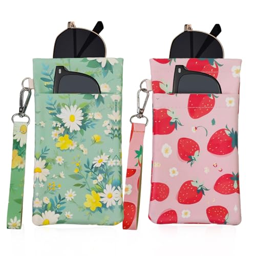 Image of Double Eyeglass Case Soft Dual Glasses Case for Women Men Travel Squeeze Top Sunglasses Cases Eyeglasses Pouch