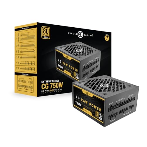 Image of Circle CG RAW Power 750 Watt Fully Modular Power Supply, 80+ Gold, ATX 3.1 & PCIe 5.1 Ready, Braided Cables, 120mm Silent FDB Fan, 7-Year Warranty
