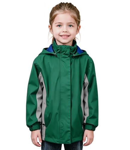 Image of YINGJIELIDE Boys Girls Waterproof Rain Jackets Kids Easy to Fold Windbreaker Lightweight Outdoor Hooded Raincoat