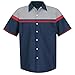 Red Kap Men's Standard Performance Tech Shirt, Navy/Red/Light Grey, Large Tall