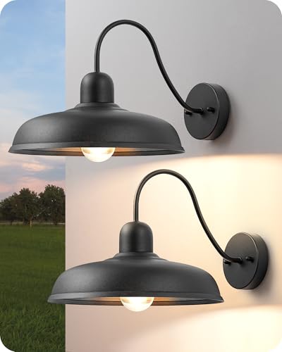 DEWENWILS&EDISHINE EDISHINE 2 Pack Outdoor Wall Light, 12" Farmhouse Gooseneck Barn Light